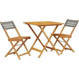  3-dijelni bistro set od poliratana i masivnog drva sivi | shoptok.hr