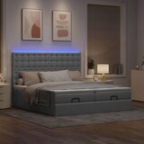vidaXL Otomanski posteljni okvir z vzmetnicami siv 200x200 cm blago | Shoptok.si