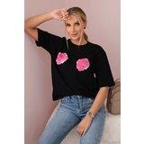Kesi Cotton blouse with a floral print in black Cijene