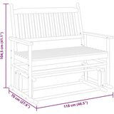 vidaXL Klupa za ljuljanje crna 118 x 70 x 104,5 cm masivno drvo topola | shoptok.hr