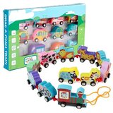 Magic Toys Barvit vlečni leseni živalski set vlaka z vrvico | Shoptok.si