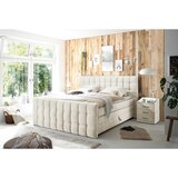 MID.YOU POSTELJA BOXSPRING 180 cm x 200 cm , tekstil, leseni material krem barve | Shoptok.si