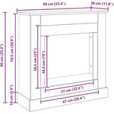 Okvir kamina crni hrast 90x30x90 cm izrađeno drvo | shoptok.hr