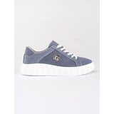 Shelvt Blue suede leather platform shoes | shoptok.hr