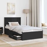  Konstrukcija postelje z vzglavjem Črna in srebrna 100 x 200 cm, (5000103375) | Shoptok.si