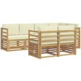  Sekcijska garnitura s jastukom 7 pcs Bijela i krem | shoptok.hr