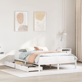 vidaXL Posteljni okvir brez vzmetnice bel 140x190 cm trdna borovina Cene
