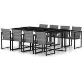 The Living Store Zunanja jedilna garnitura z blazinami 9-delna poli ratan siva - Zunanja Jedilna Garnitura, (21480064) | Shoptok.si