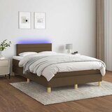 Krevet s oprugama i madracem LED tamnosmeđi 120x190 cm tkanina | Eponuda.com
