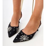 Gemre Black pumps with rhinestones and open heel Lessor | Shoptok.si