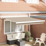 vidaXL Ročna Retraktibilna Tenda Bež 350x250 cm, Fabrika za Zamenjavo Tende za Okvir 3.5x2.5 m Bež | Shoptok.si