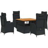  5-dijelni vrtni blagovaonski set s jastucima od poliratana crni | shoptok.hr