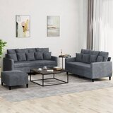 vidaXL 3-dijelni set sofa s jastucima tamnosivi baršunasti | shoptok.hr