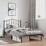  Metalni okvir za krevet s uzglavljem crni 100x190 cm | shoptok.hr