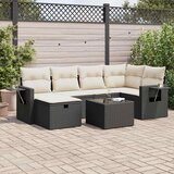  7-dijelni set vrtnih sofa od poliratana s jastucima crni Cijene