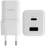 ALLITY zidni punjač GaN PD QC ATC-01-20WAC 1x USB-C 1x USB-A 20W bijeli Slike
