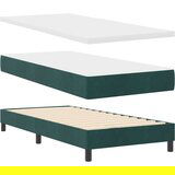 vidaXL Box Spring Krevet s Madracem & LED Tamno Zelena 90x190 cm Baršun | shoptok.hr