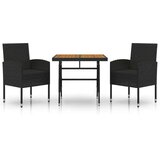  3-dijelni vrtni blagovaonski set od poliratana crni | shoptok.hr