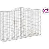 vidaXL Obokana gabionska košara 2 kosa 300x50x180/200cm cinkano železo, (20757580) | Shoptok.si