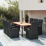 vidaXL 9-dijelni vrtni blagovaonski set s jastucima crni od poliratana | shoptok.hr