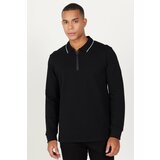 ALTINYILDIZ CLASSICS Men's Black Slim Fit Slim Fit Polo Neck 100% Cotton Honeycomb T-Shirt Cene