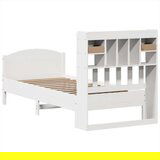 vidaXL Knjižna postelja brez ležišča bela 90x190cm trdna borovina | Shoptok.si