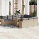 Maison Chic Seti vrtnega pohištva - Vrtna garnitura - Vrtni pohištvo set 11-delna z blazinami bež poli ratan, (21815123) | Shoptok.si