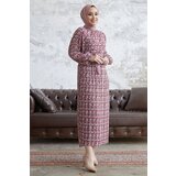 InStyle Miori Polka Dot Pleated Chiffon Dress - Dried Rose cene