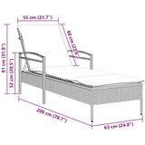  | Ležaljka | s jastukom 1-osoba Siva 63 x 200 x 81 cm poliratan | shoptok.hr