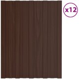 Krovni panel 12 pcs Smeđa 60 x 45 cm Pocinčani čelik | shoptok.hr