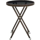 vidaXL Čajna mizica rjava 60 cm poli ratan in kaljeno steklo, (20625284) | Shoptok.si