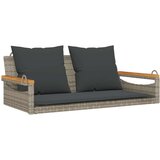 vidaXL Gugalna klop z blazinami siva 109x62x40 cm poli ratan Cene