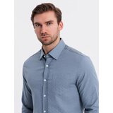 Ombre Men's SLIM FIT shirt in decorative fabric with pocket - blue OM-SHCS | Eponuda.ba