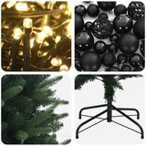  Umjetno božićno drvce s kuglicama 150 cm 150 LED lampica - 150 cm s LED-ima i crnim lopticama Zelena | shoptok.hr