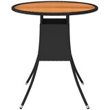  Vrtni blagovaonski stol crni Ø 70 cm poliratan i bagremovo drvo | shoptok.hr