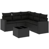 vidaXL Vrtna sedežna garnitura 6-delna z blazinami črna poli ratan, (21060091) | Shoptok.si