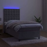  Box spring postelja z vzmetnico LED svetlo siva 90x200 cm žamet, (20789283) | Shoptok.si