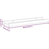  Zidne police za fotografije 2 kom crne 40 x 9 x 3 cm MDF | shoptok.hr