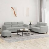  3-dijelni set sofa s jastucima svjetlosivi od mikrovlakana | Eponuda.com