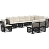 vidaXL Vrtna sedežna garnitura 10 pcs Črna poli ratan, (5000270390) | Shoptok.si