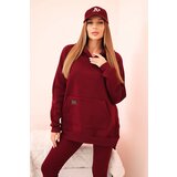 Polski Women's cotton set with a hoodie and high-waisted leggings burgundy Cijene