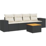 Maison Chic Seti vrtnega pohištva - Vrtna garnitura - Vrtni pohištvo set 5-delna z blazinami črn poli ratan, (21819534) | Shoptok.si