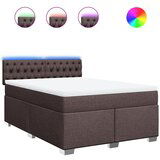 vidaXL Box spring postelja z vzmetnico temno rjava 160x200 cm blago, (21307552) Cene