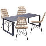 Bonami Essentials Set od 4 Gabriela blagovaonske stolice od ratana i crnog stola Strong - | shoptok.hr