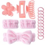 INF Komplet 16 mehkih trakov za lase, trak za obraz za umivanje obraza Pink, (21872293) | Shoptok.si
