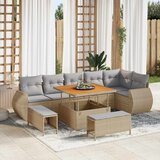  Sjedeća garnitura za vrt 9 kom. Bež poliratan 100 x 100 x 71 cm | shoptok.hr