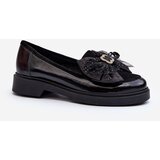 Laura Messi Women's Patent Loafers With Bow 2786 Black Cene