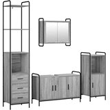  Set ormarića za kupaonicu 4 kom. Siva Sonoma 40 x 36 x 200 5 cm - Siva Sonoma Ormar ispod sudopera (3 vrata) + viseći ormar + ku | shoptok.hr
