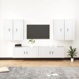 vidaXL Komplet TV omaric 6-delni bel inženirski les | Shoptok.si