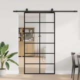 vidaXL drsna vrata z opremo črna 102x205 cm esg steklo | Shoptok.si
